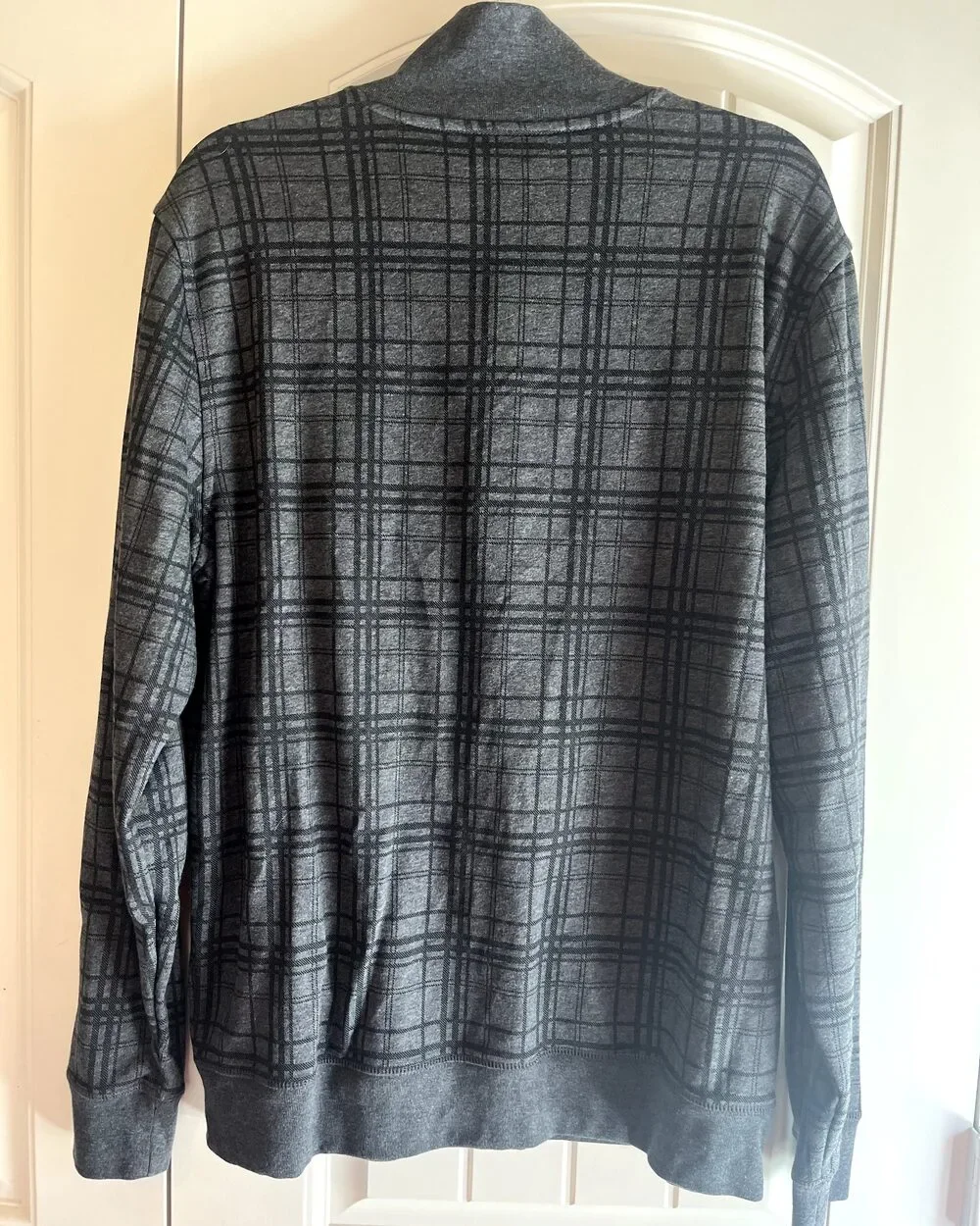 Nautica Gray Plaid Quarter Zip Pullover Sweater Men’s L Preppy